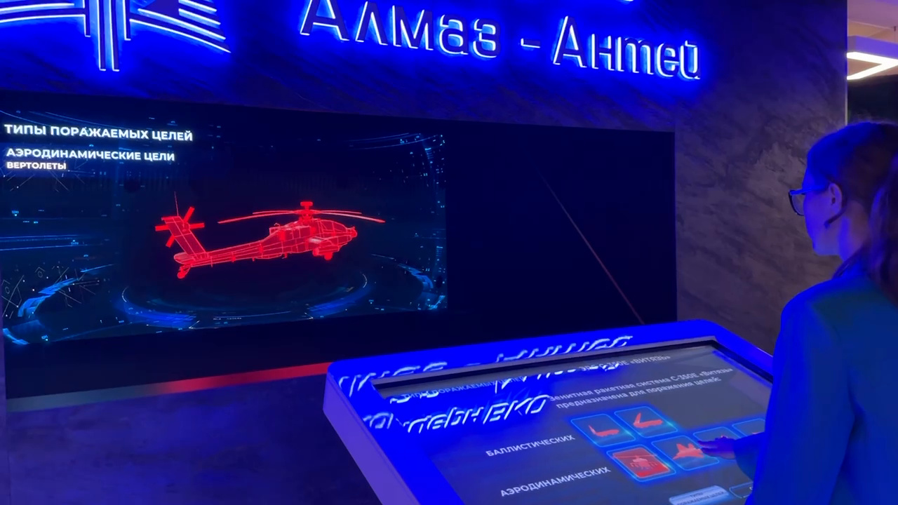 “Types of targets engaged”: a red helicopter model on the screen, targets chosen with icons on the table