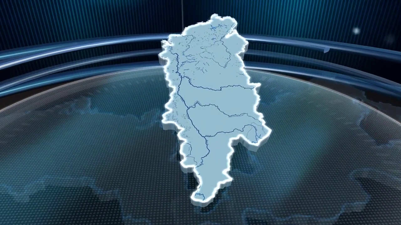 Объёмная карта Красноярского края с реками над картой России