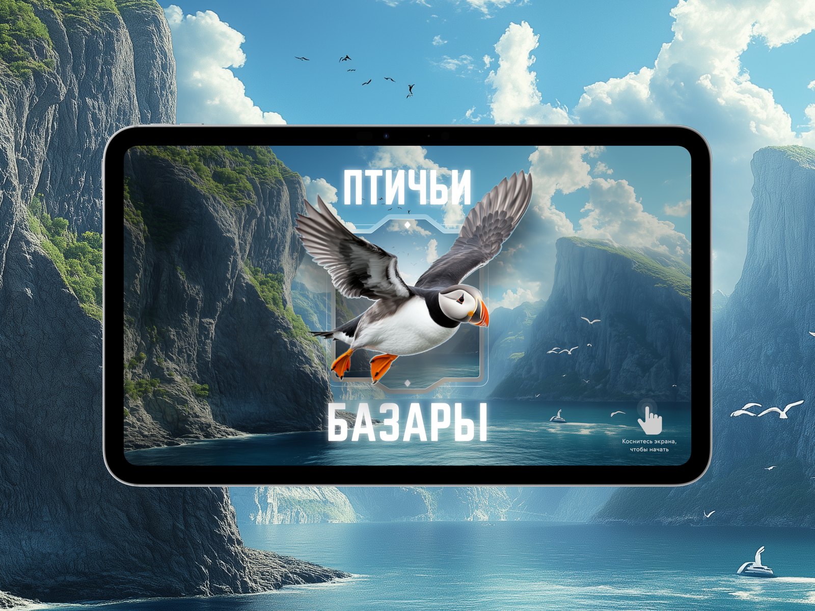 Интерфейс сенсорного стола «Птичьи базары»